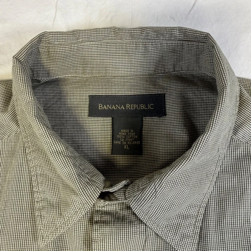 Vintage Banana Republic Houndstooth Button Down Shirt Men's Size XL Long Sleeve